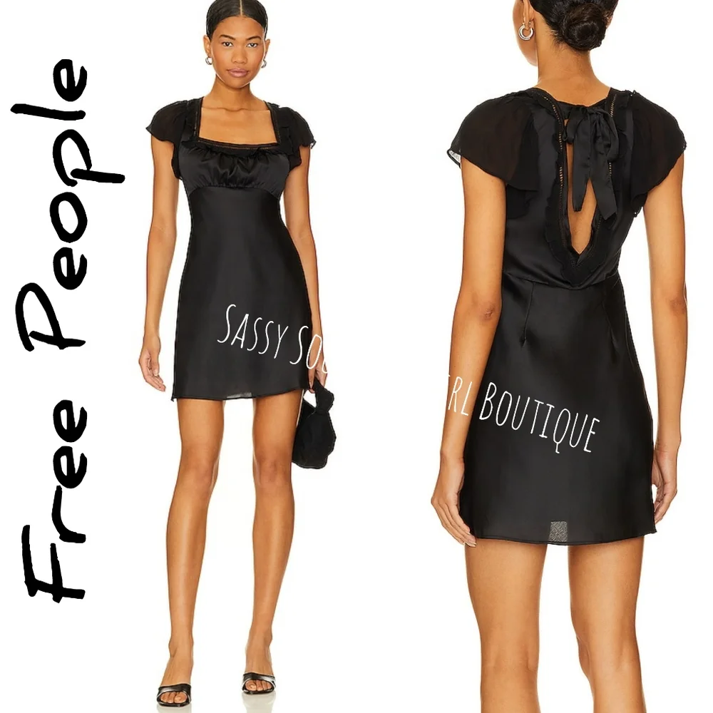 🆕⭐Free People black satin baby mini dress
